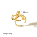 Anillo abierto de acero inoxidable chapado en oro de 18k con lazo y diseño de 22 mm - Estilo Lazo de Línea Exquisita (TR4300)