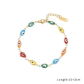 Golden stainless steel bracelet featuring colorful evil eye charms and a 16+3cm length - Multi-color Evil Eye Pendant Style / Gold