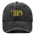Retro washed charcoal denim baseball cap with yellow TTPD embroidery on front crown - One Size / Black