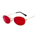 Retro small oval sunglasses with red transparent lenses and gold metal frames - Gold Frame Red Lens C8