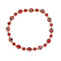 Χειροποίητο κόκκινο βραχιόλι με χάντρες evil eye και χρυσά μεταλλικά στοιχεία - Ethnic Στυλ Πολλαπλές Χάντρες Ματιών