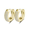 Elegant gold S925 silver hoop earrings featuring sparkling white zircon gemstones - Gold Rhinestone Ring Style (SE103-14K)