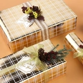 Metallic gold gift wrapping paper with white grid pattern for Christmas and holidays - Gold Grid Pattern; 43CM*3M