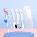 Pink cartoon rabbit kids utensil set with training chopsticks, spoon and fork in case - Rabbit Set (Spoon+Fork+Knife+Chopsticks+Box)