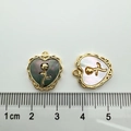 Detailed size view of heart-shaped rose flower pendants with gold-plated frames - Heart White Shell
