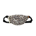 Leopard print canvas waist bag in beige with adjustable strap and orange side label - Off White