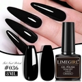 Esmalte de uñas gel negro #036 8ml con acabado brillante y mate en uñas largas - 8ml / Negro (#036)