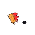 Spilla smaltata con gatto arancione che abbraccia un cuore rosso e retro in gomma - Gatto Arancione che Abbraccia il Cuore-Cuore Rosso