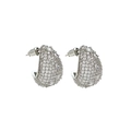 Silver-colored pavé-set teardrop cubic zirconia stud earrings with a shiny finish - Silver