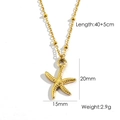 Collar con colgante de estrella de mar en acero de titanio oro 14K y cadena de 40+5cm - Collar de Estrella de Mar (YTN2405091-1)