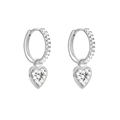 Détails de boucles d'oreilles cœur en argent avec pierres de zircone micro-pavées - Cœur Argent Blanc