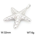 Silver stainless steel starfish pendant 32mm width featuring realistic 3D texture - Silver Sea Star (KLJ9958-Z)