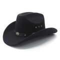 Classic black wool western cowboy hat with metal stud band and vintage buckle detail - M (56-58cm) / Black
