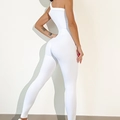 Tuta da yoga bianca monospalla in maglia a coste senza cuciture per donna - S / Bianco