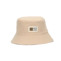 Beige cotton bucket hat for women with a stylish branded patch for sun protection - Khaki