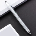 Silver 6-in-1 multi-functional metal tool pen with stylus, ruler and spirit level - Style B / Silver