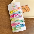 10-piece set of colorful flower hair clips for girls in various pastel jelly colors - Colorful Flower