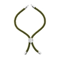 Braided dark green cord bracelet with silver tree charm slide buckle and metal caps - Bracelet: 34