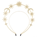 Barocker Sonnengöttin-Haarreif in Gold, zweilagig mit Sternen, Mondmotiven und Kristallen - Gold