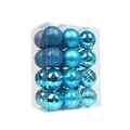 Set of blue Christmas ball ornaments with glitter, matte, and mirror finishes in a clear box - Sky Blue