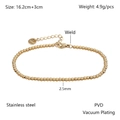 Detail showing 2.5mm golden stainless steel beads with PVD coating and lobster clasp - 2.5mm Bead Diameter - Lobster Clasp Chain (YB-1069G-2.5mm)