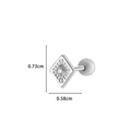 Silver rhombus geometric earring with zircon center and dimensions 0.73cm by 0.58cm - 5# Silver (Radiant Rhombus)