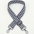 Adjustable black and white chevron woven strap with dark gray metal hooks - No.287 Gunmetal Hook