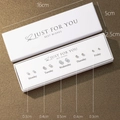 Detailed view of silver zircon stud earring gift box set showing 16x5x2.5cm dimensions - Set of 5 Pairs Silver Zirconia Gradient Style (NS-11031-14)