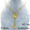 Golden double-layer heart pendant necklace with paperclip chain and radial texture details - Radial Pattern Large Heart Style (KN288680-Z)