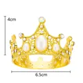 Golden alloy mini crown with pearls and rhinestones, dimensions 4cm high by 6.5cm wide - Retro Kids Gold 01