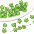 6mm green millefiori flower glass beads for DIY handmade jewelry and accessory making - Green
