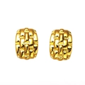 Pendientes retro bañados en oro de 18 quilates con intrincado patrón de tejido - Textura Tejida / Dorado