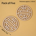 Set of 5 Chinese longevity wood cupcake toppers for first birthday party decor - Chinese Style Wooden Round Ancient Pattern