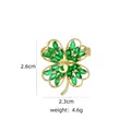 Detail showing dimensions of green four-leaf clover brooch with golden number 5 - B749 Green/Four-Leaf Clover Number 5