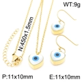 Golden heart-shaped Evil Eye jewelry set with necklace and hook earrings for women - Heart Gold 2-Piece Set (KS192615-K)