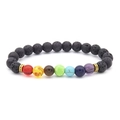 Chakra natural lava stone bracelet with tiger eye beads and golden metal spacers - Gold Smooth Beads Bracelet
