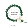 Bracelet en malachite avec perles baroques et pendentif en zircon doré, longueur 18 cm - Malachite-Zircon Vert Rond