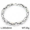 Men's 6mm silver-tone stainless steel king chain bracelet measuring 200mm in length - All Silver Style (KB185317-Z)