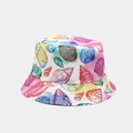 Reversible bucket hat featuring vibrant multi-colored seashell patterns for summer sun protection - Colorful Shell Print