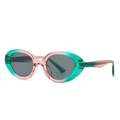 Occhiali da sole cat-eye moderni con montatura sfumata verde-rosa e lenti grigie - C6 Montatura Rosa Verde Lenti Grigie