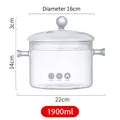 Transparent 1900ml glass pot with 16cm diameter and lid for multipurpose cooking - 1900ML / Side Handles