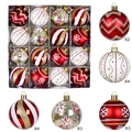 Set de 16 boules de Noël 6cm avec motifs pailletés rouges, blancs et dorés en boîte - Style Mixte Or Rouge Blanc / 6cm 16 Pièces / Or Rouge Blanc