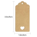 Brown kraft paper heart tag with scalloped edge and size markings 9x4cm on white background - Heart Cutout (No Twine) / Kraft Color