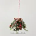 Christmas ornament featuring pine needles, red berries, and pine cone with heart ribbon - Red Bell Pine Cone Ornament