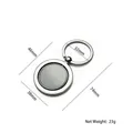 Rotating round silver metal keychain with 38mm diameter and 74mm total length - Round X-1357 / Black
