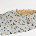 Bamboo cotton muslin baby swaddle blanket with colorful butterfly prints on grey - Flower Butterfly