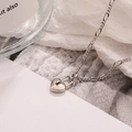 Elegante collana con ciondolo a lucchetto a cuore in argento sterling 925 e catena Figaro - Oro Bianco