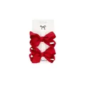Detail of red grosgrain ribbon bow hair clips set on a professional white display card - 2 Pcs/Set / Red