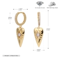Detalle de pendientes de plata 925 con ópalo y circón que muestran las medidas exactas - Plata 925 / Bañado en Oro Plata 925 - Opalo Blanco