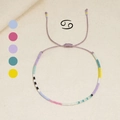 Handgefertigtes gewebtes Krebs-Sternzeichen-Armband mit bunten Glasperlen und lila Kordel - Krebs (MI-Serie)